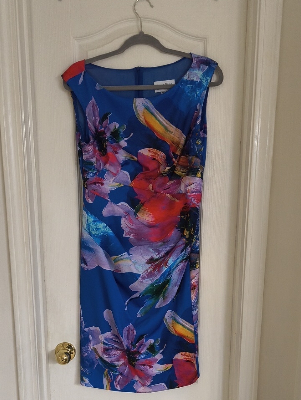 Joseph Ribkoff Blue Floral Midi Sheath Dress